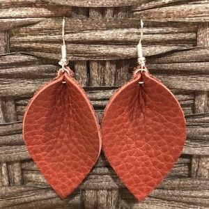Brown leather earrings